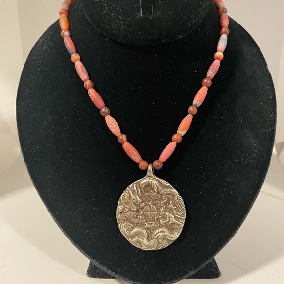JillDAngeloJewelry Jewelry - Tibetan Agate and Double Dragon Necklace-NWOT